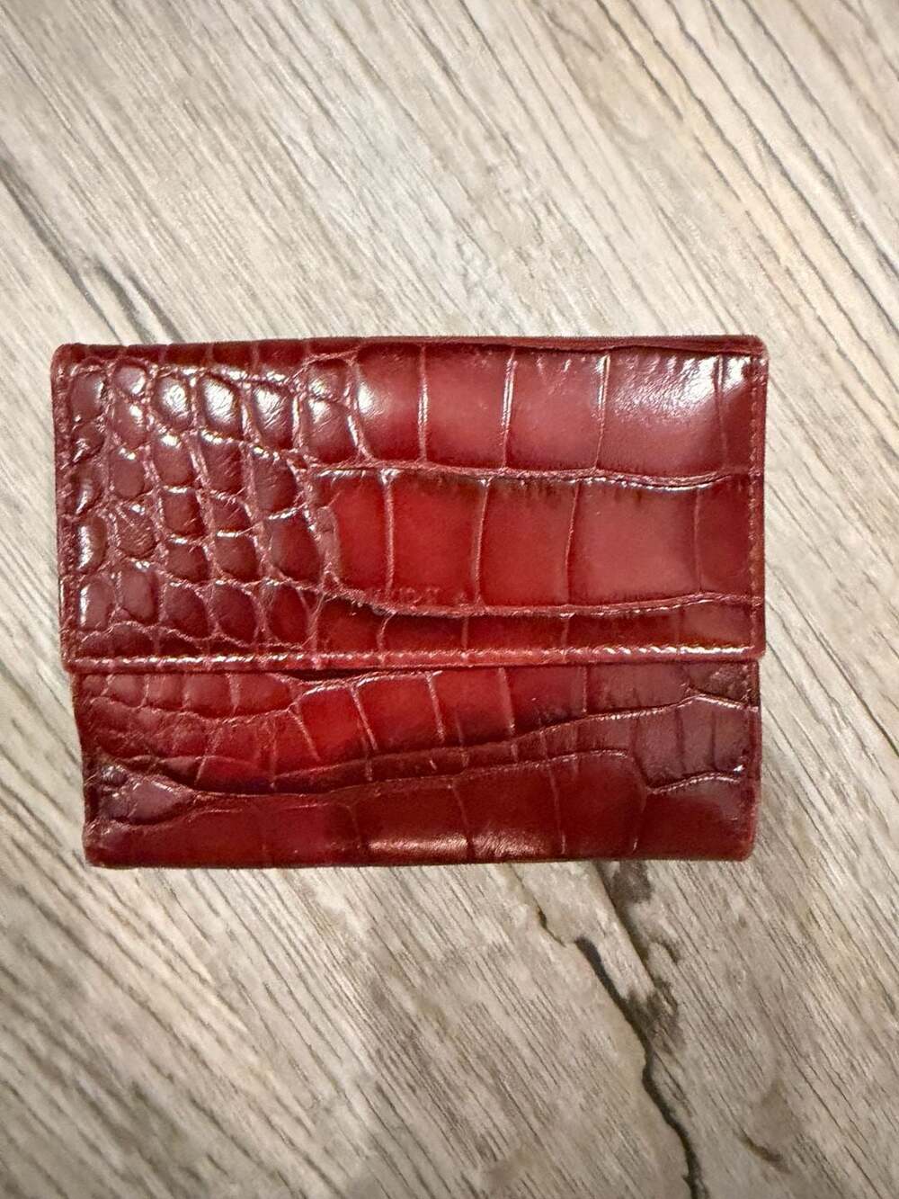 Furla Crocodile Embossed Leather Wallet Burgundy